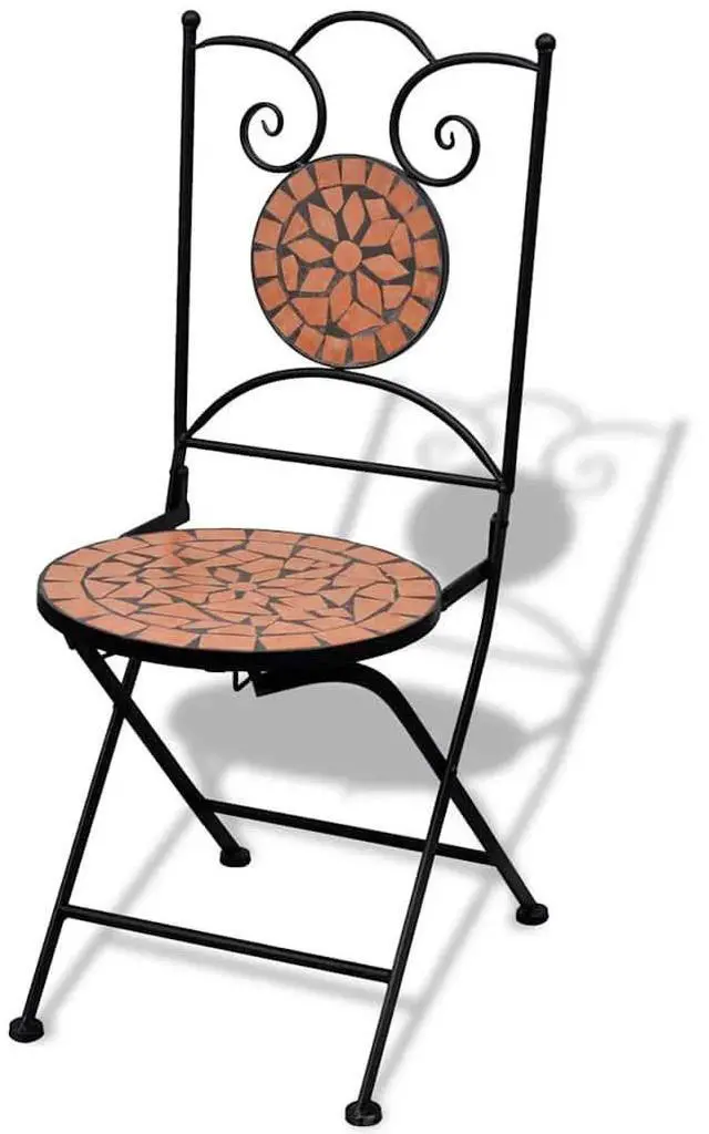 Alt view image 2 of 7 - vidaXL Folding Bistro Chairs 2 Pcs Folding Outdoor Chair Ceramic Terracotta