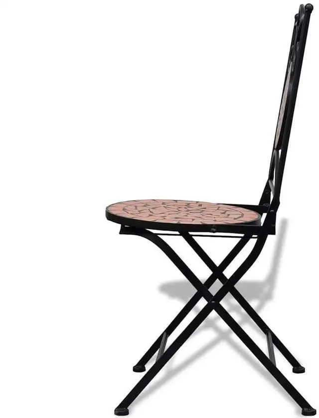 Alt view image 3 of 7 - vidaXL Folding Bistro Chairs 2 Pcs Folding Outdoor Chair Ceramic Terracotta