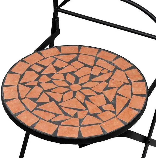 Alt view image 5 of 7 - vidaXL Folding Bistro Chairs 2 Pcs Folding Outdoor Chair Ceramic Terracotta