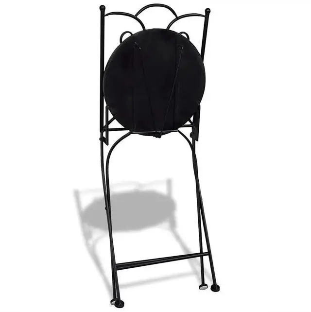 Alt view image 6 of 7 - vidaXL Folding Bistro Chairs 2 pcs Outdoor Patio Chair Ceramic Black and White
