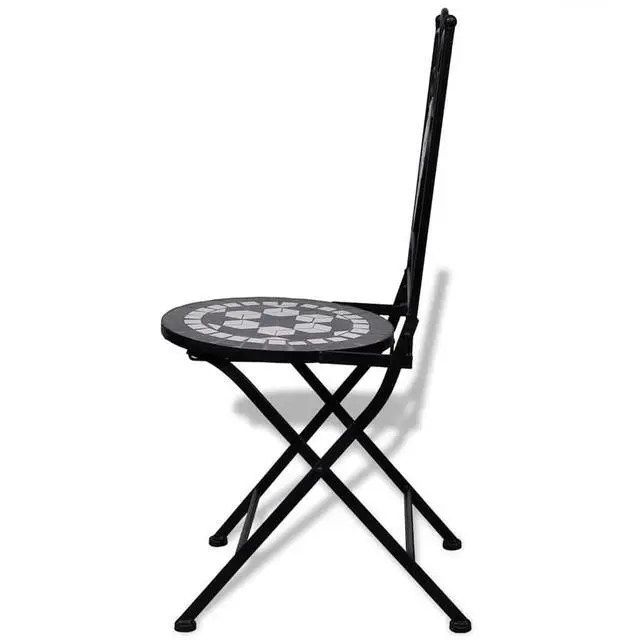 Alt view image 5 of 7 - vidaXL Folding Bistro Chairs 2 pcs Outdoor Patio Chair Ceramic Black and White