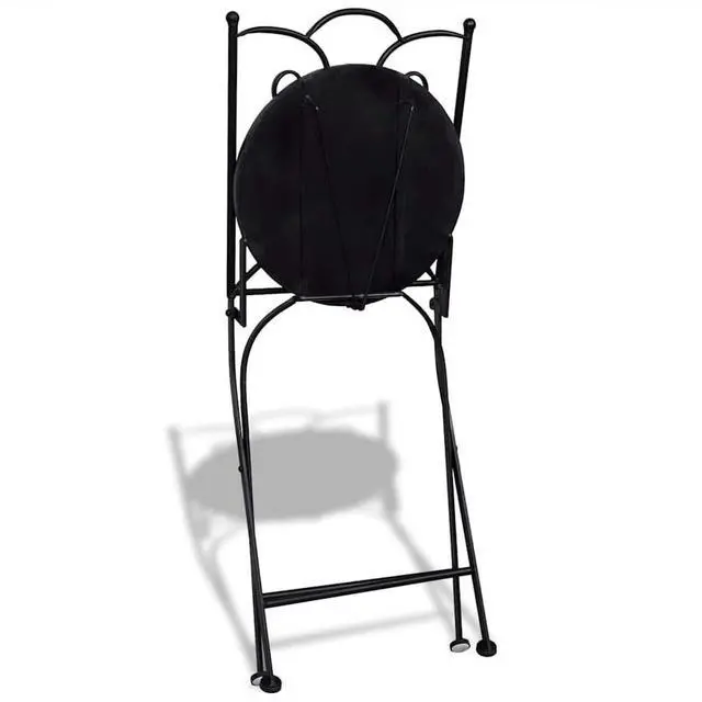 Alt view image 6 of 7 - vidaXL Folding Bistro Chairs 2 pcs Outdoor Patio Chair Ceramic Blue and White