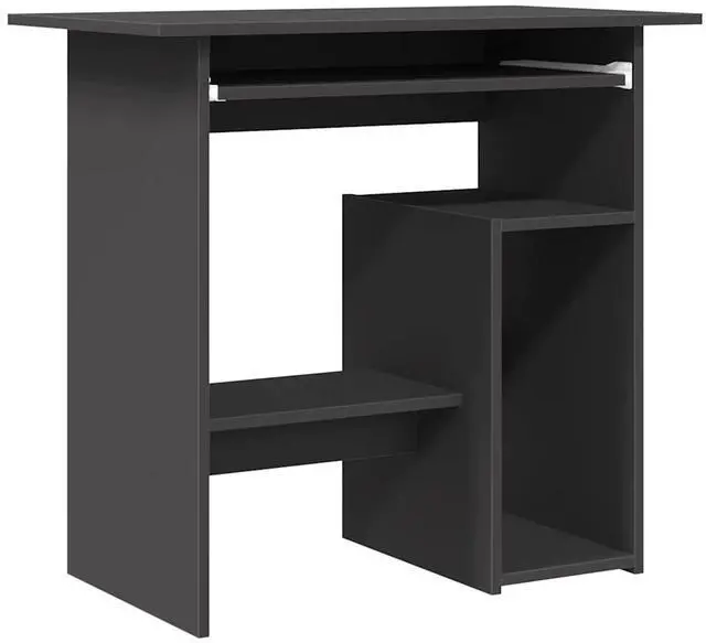 Alt view image 2 of 7 - vidaXL Desk Computer Desk Home Office Desk with Storage Gray Engineered Wood