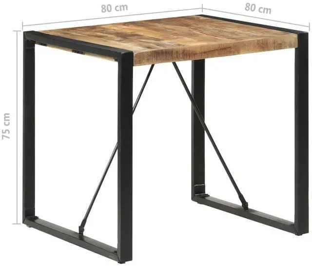 Alt view image 11 of 13 - vidaXL Dining Table 31.5"x31.5"x29.5" Rough Mango Wood