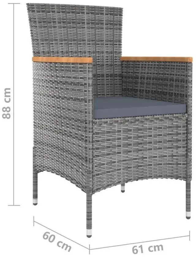 Alt view image 4 of 7 - vidaXL Patio Dining Set 13 Piece with Cushions Gray Garden Outdoor Furniture