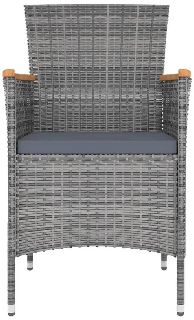 Alt view image 5 of 7 - vidaXL Patio Dining Set 13 Piece with Cushions Gray Garden Outdoor Furniture