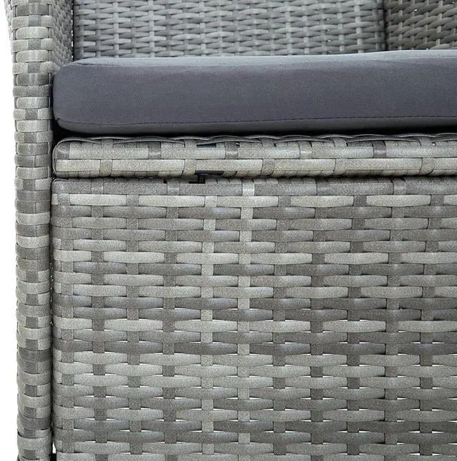Alt view image 6 of 7 - vidaXL Patio Dining Set 13 Piece with Cushions Gray Garden Outdoor Furniture