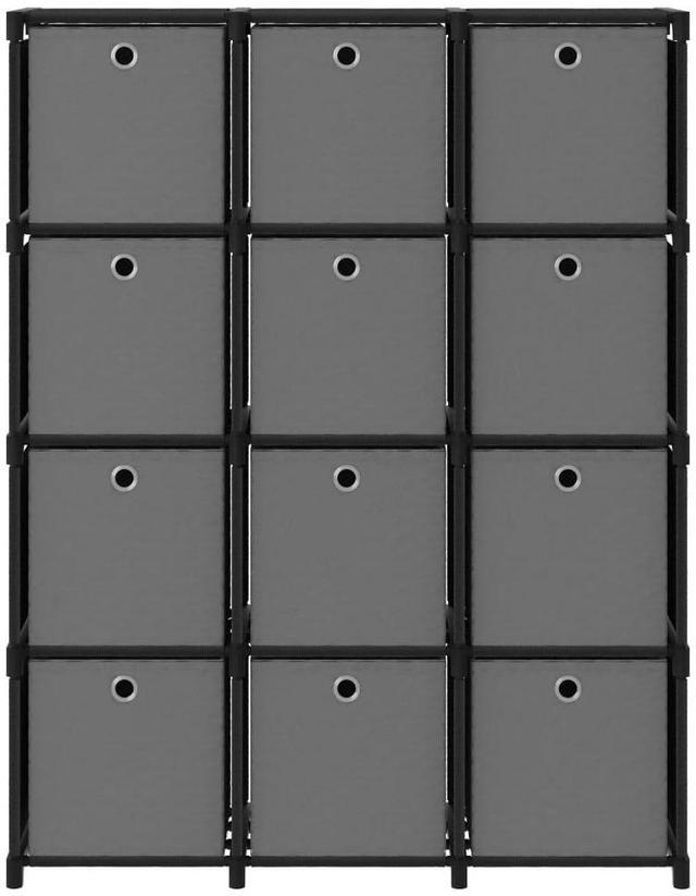 Alt view image 2 of 7 - vidaXL Display Shelf with Boxes Free Standing 12-Cube Storage Shelf Black Fabric