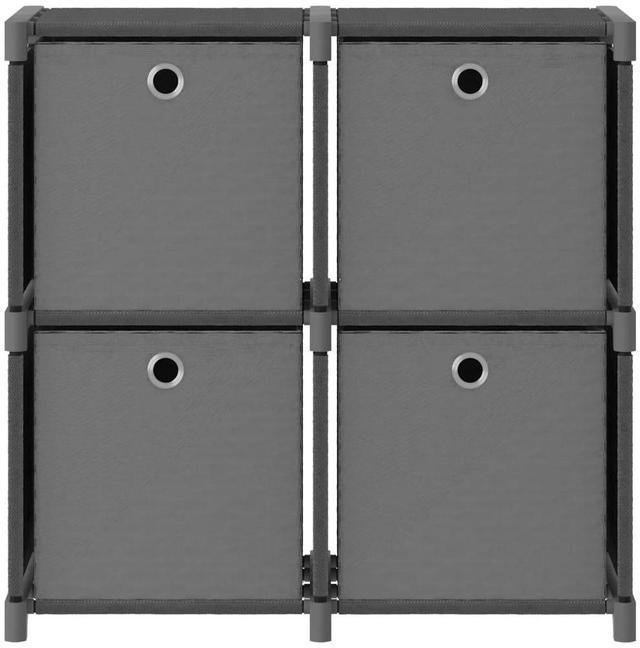 Alt view image 2 of 7 - vidaXL Display Shelf with Boxes Free Standing 4-Cube Storage Shelf Gray Fabric