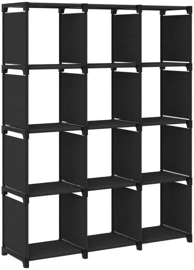 Main image of vidaXL Display Shelf Free Standing 12-Cube Storage Shelf Cube Black Fabric