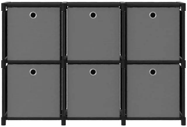 Alt view image 2 of 7 - vidaXL Display Shelf with Boxes Free Standing 6-Cube Storage Shelf Black Fabric