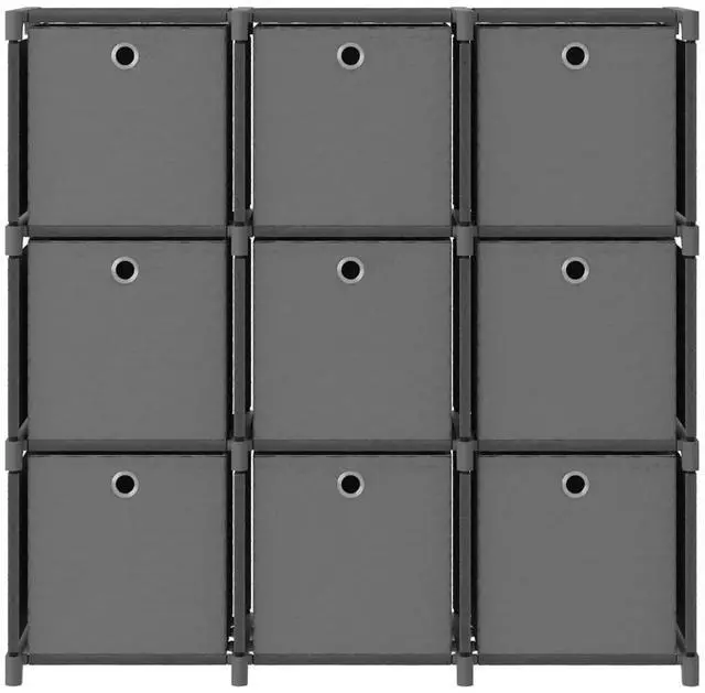 Alt view image 2 of 7 - vidaXL Display Shelf with Boxes Free Standing 9-Cube Storage Shelf Gray Fabric