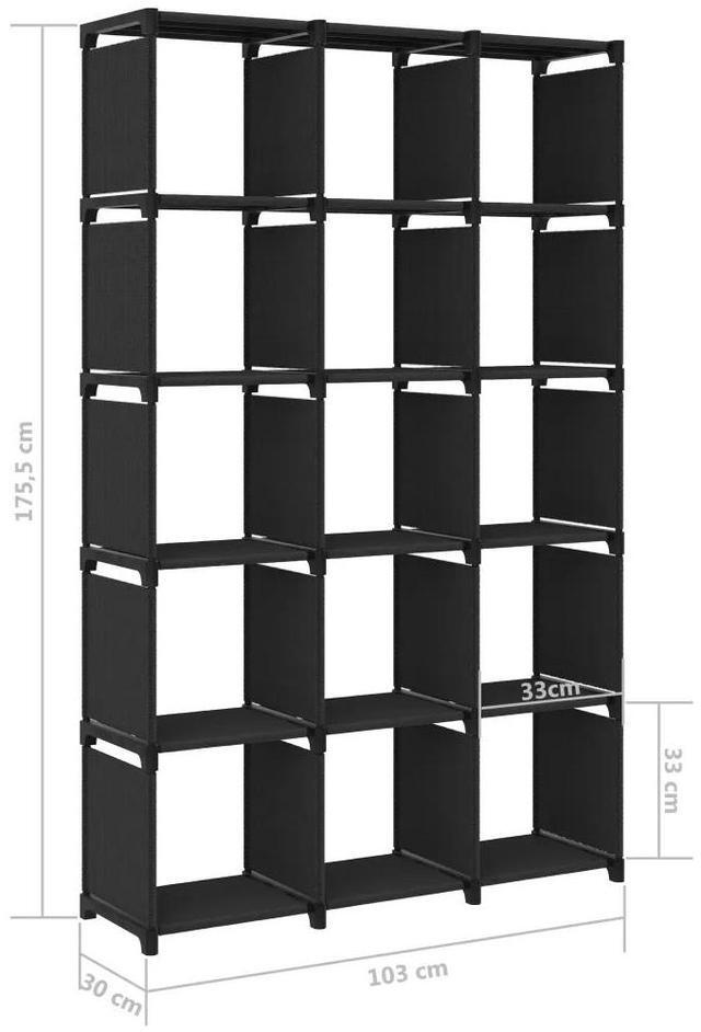 Alt view image 4 of 7 - vidaXL Display Shelf Free Standing 15-Cube Storage Shelf Cube Black Fabric
