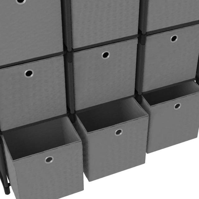 Alt view image 6 of 7 - vidaXL Display Shelf with Boxes Free Standing 12-Cube Storage Shelf Black Fabric