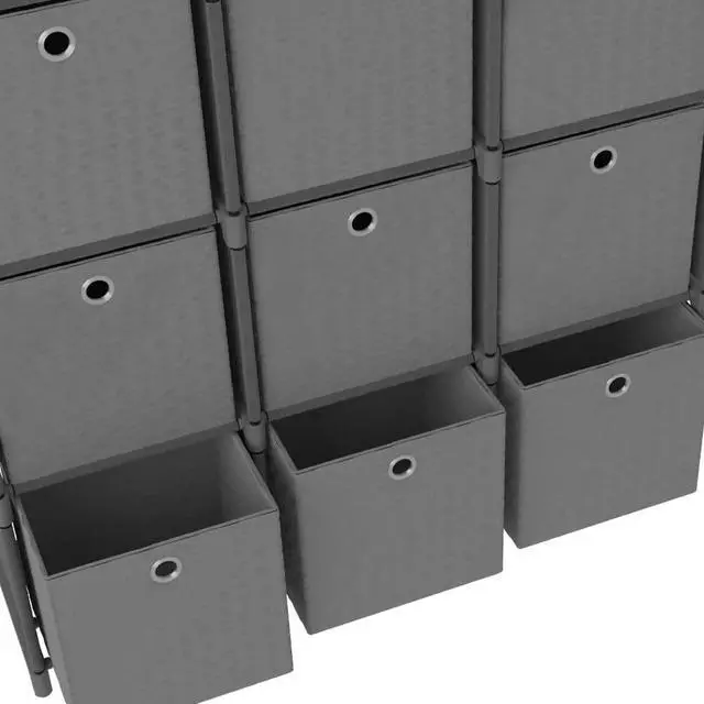Alt view image 6 of 7 - vidaXL Display Shelf with Boxes Free Standing 12-Cube Storage Shelf Gray Fabric