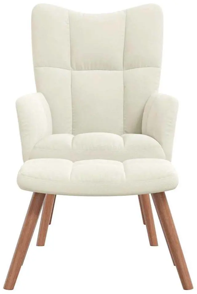Alt view image 3 of 7 - vidaXL Relaxing Chair with a Stool Living Room Furniture Cream White Velvet