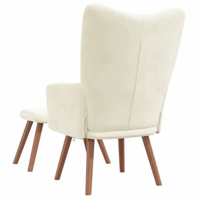 Alt view image 5 of 7 - vidaXL Relaxing Chair with a Stool Living Room Furniture Cream White Velvet
