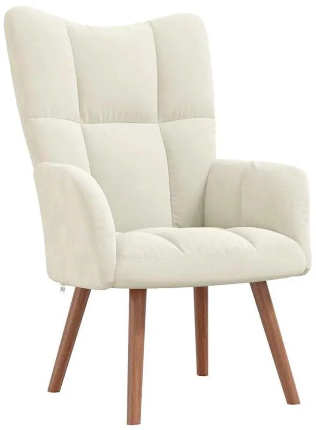 Alt view image 6 of 7 - vidaXL Relaxing Chair with a Stool Living Room Furniture Cream White Velvet