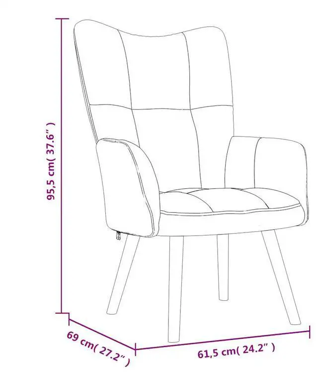 Alt view image 4 of 7 - vidaXL Relaxing Chair with a Stool Living Room Furniture Cream White Velvet