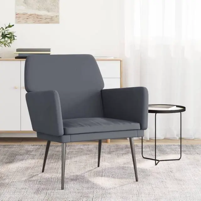 Alt view image 6 of 12 - vidaXL Armchair Dark Gray 24.4"x31.1"x31.1" Velvet