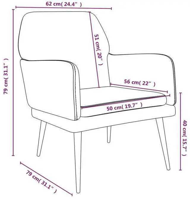 Alt view image 9 of 12 - vidaXL Armchair Dark Gray 24.4"x31.1"x31.1" Velvet