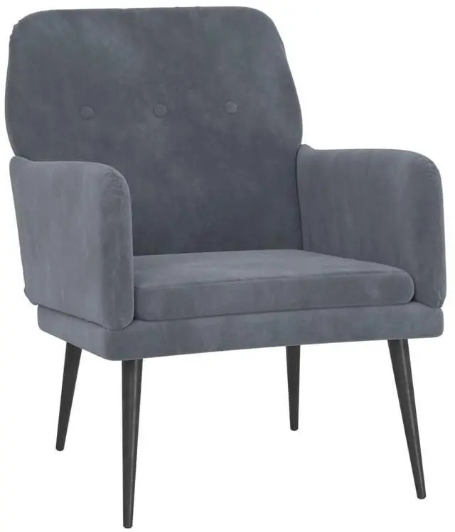 Alt view image 7 of 12 - vidaXL Armchair Dark Gray 24.4"x31.1"x31.1" Velvet