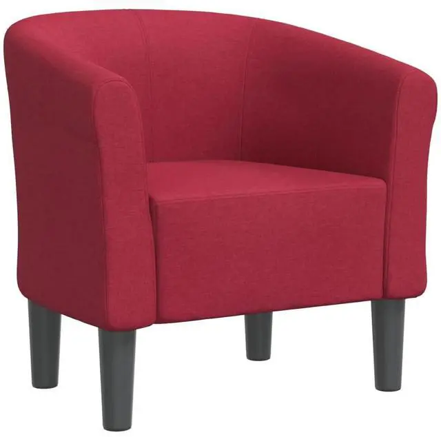 Alt view image 2 of 7 - vidaXL Tub Chair Accent Comfy Barrel Armchair for Living Room Wine Red Fabric