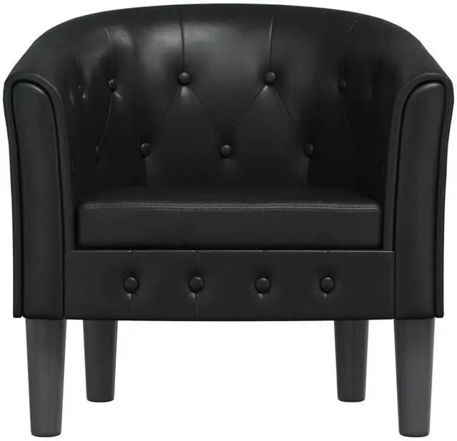 Alt view image 3 of 7 - vidaXL Tub Chair Accent Barrel Armchair for Living Room Black Faux Leather