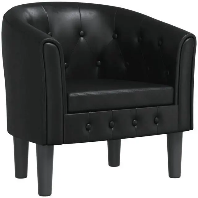 Alt view image 2 of 7 - vidaXL Tub Chair Accent Barrel Armchair for Living Room Black Faux Leather