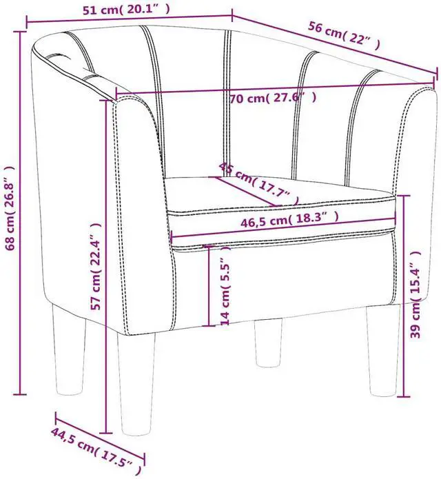 Alt view image 4 of 7 - vidaXL Tub Chair Accent Barrel Armchair for Living Room Black Faux Leather