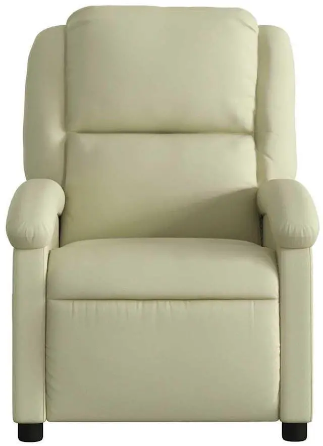 Alt view image 7 of 7 - vidaXL Manual Recliner Chair for Living Room, Adjustable Recliner with Padded Seat & Backrest, Home Theater Seating with Side Pocket, Cream Real Leather