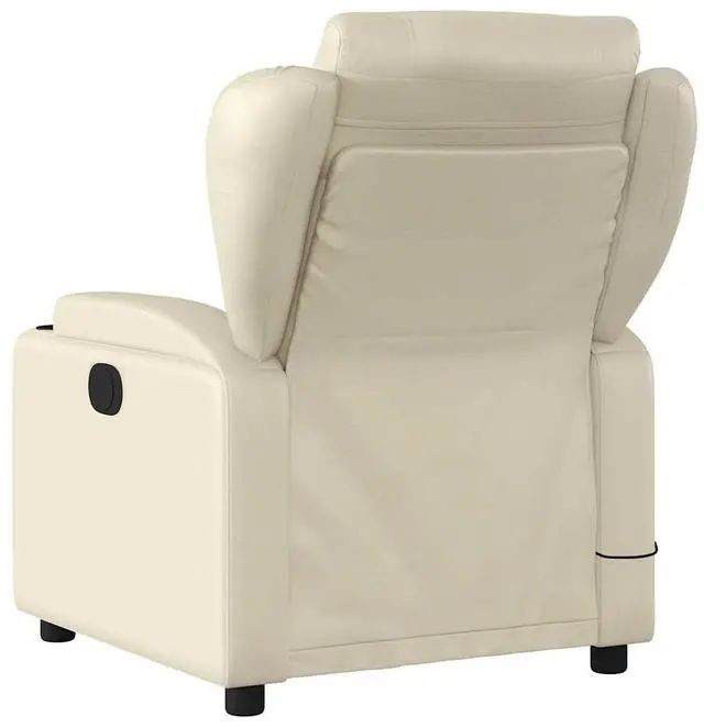 Alt view image 7 of 7 - vidaXL Cream Leather Recliner Chair with 6-Point Vibration Massage, Adjustable Backrest & Footrest, Cup Holders, Side Pocket, Padded Seat, Perfect for Living Room or Home Theater Seating