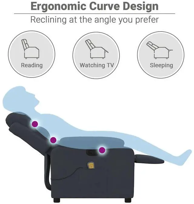 Alt view image 5 of 7 - vidaXL Massage Recliner Chair with 6-Point Vibration Massage and Convenient Side Pocket, Dark Gray Velvet Rocker, Adjustable Backrest & Footrest Lounge Seat for Living Room, USB Charge Port