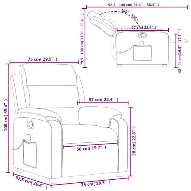 Alt view image 4 of 7 - vidaXL Massage Recliner Chair with 6-Point Vibration Massage and Convenient Side Pocket, Dark Gray Velvet Rocker, Adjustable Backrest & Footrest Lounge Seat for Living Room, USB Charge Port
