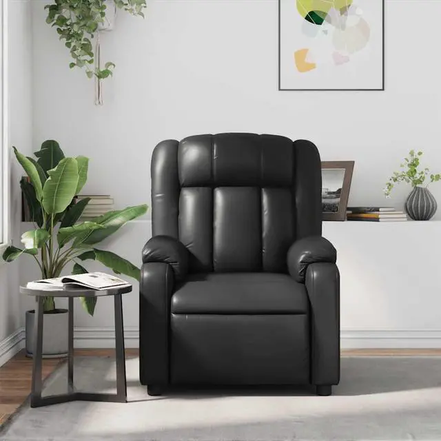 Alt view image 3 of 7 - vidaXL Massage Recliner Chair for Living Room, Adjustable Recliner with 6-Point Vibration Massage, Home Theater Seating with Padded Seat Backrest & Side Pocket, Black Leather
