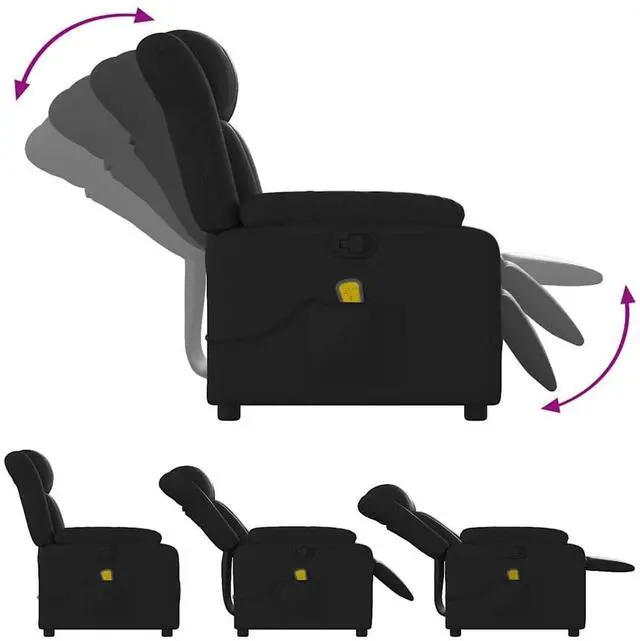 Alt view image 6 of 7 - vidaXL Massage Recliner Chair for Living Room, Adjustable Recliner with 6-Point Vibration Massage, Home Theater Seating with Padded Seat Backrest & Side Pocket, Black Leather