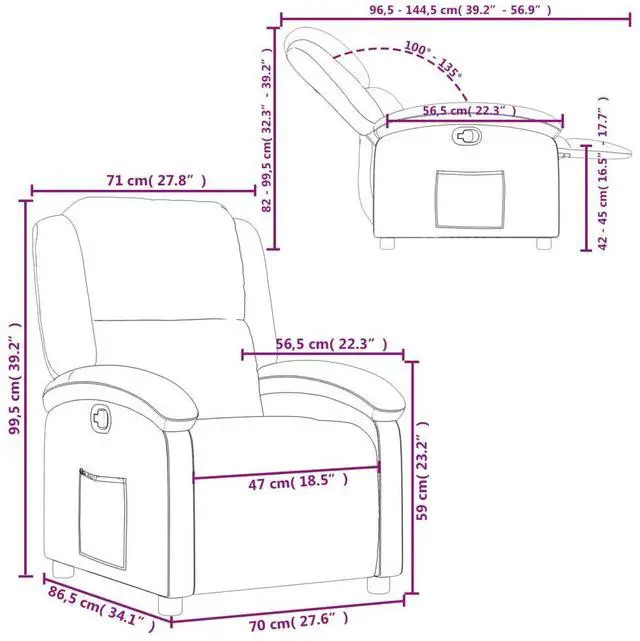 Alt view image 4 of 7 - vidaXL Recliner Chair Wingback Reclining Armchair for Elderly Gray Faux Leather