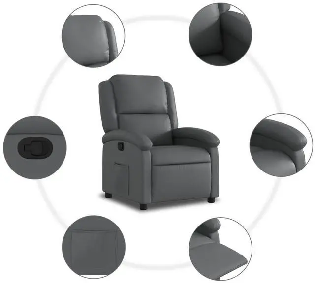 Alt view image 5 of 7 - vidaXL Recliner Chair Wingback Reclining Armchair for Elderly Gray Faux Leather