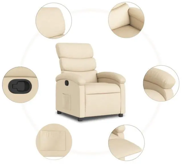 Alt view image 7 of 7 - vidaXL Recliner Chair Adjustable Reclining Chair for Elderly Cream Fabric