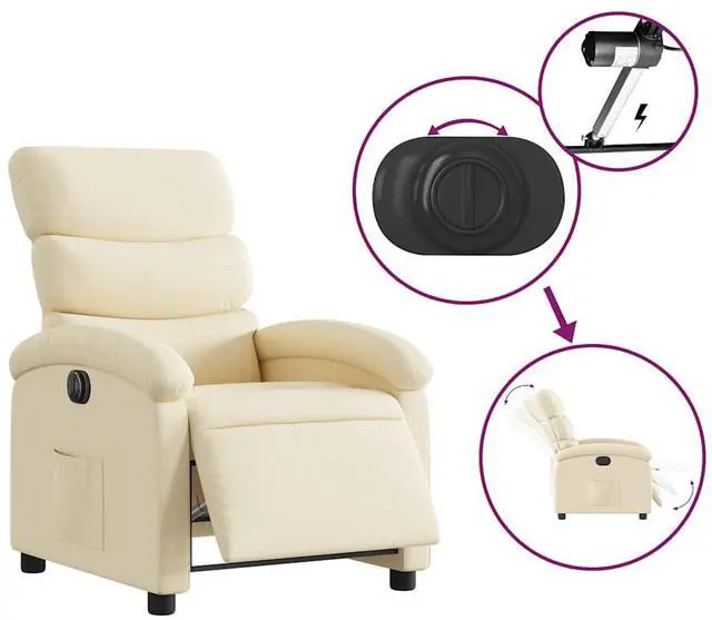 Alt view image 6 of 7 - vidaXL Electric Recliner Chair Adjustable Armchair for Elderly Cream Fabric