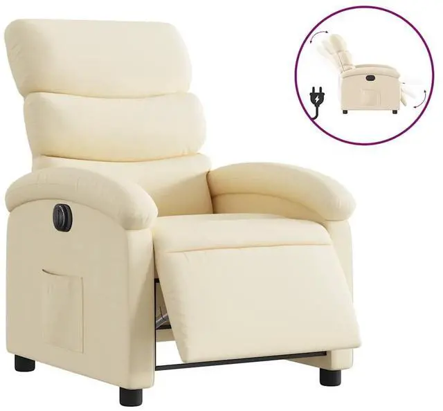 Alt view image 2 of 7 - vidaXL Electric Recliner Chair Adjustable Armchair for Elderly Cream Fabric