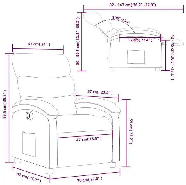 Alt view image 4 of 7 - vidaXL Electric Recliner Chair Adjustable Armchair for Elderly Cream Fabric