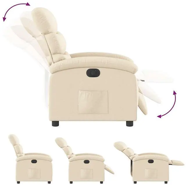 Alt view image 7 of 7 - vidaXL Electric Recliner Chair Adjustable Armchair for Elderly Cream Fabric
