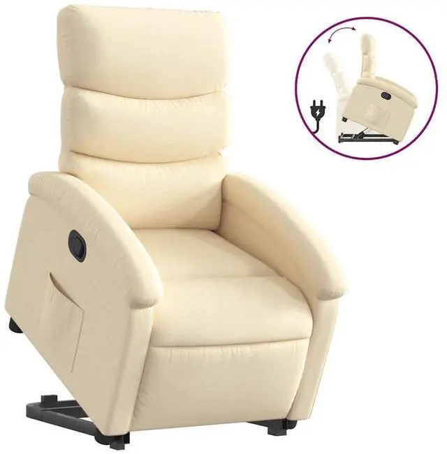 Alt view image 2 of 7 - vidaXL Stand up Recliner Chair Power Lift Reclining Armchair Cream Fabric