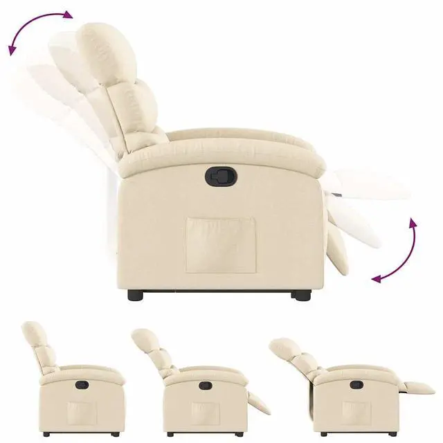 Alt view image 6 of 7 - vidaXL Stand up Recliner Chair Power Lift Reclining Armchair Cream Fabric