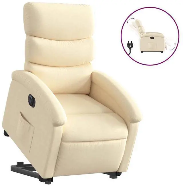 Alt view image 2 of 7 - vidaXL Electric Stand up Recliner Chair Power Lift Home Theater Cream Fabric