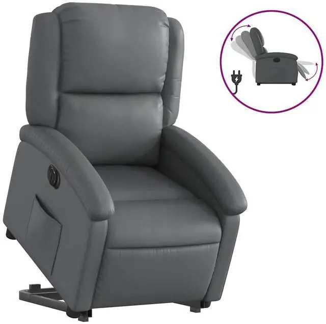 Alt view image 2 of 7 - vidaXL Electric Stand up Recliner Chair Power Lift Armchair Gray Faux Leather
