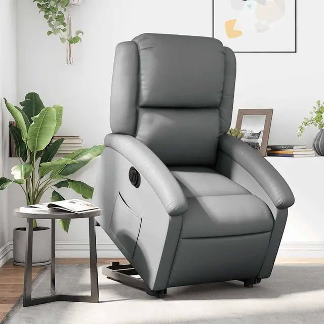 Main image of vidaXL Electric Stand up Recliner Chair Power Lift Armchair Gray Faux Leather