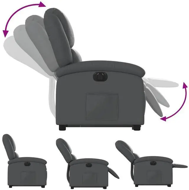 Alt view image 7 of 7 - vidaXL Electric Stand up Recliner Chair Power Lift Armchair Gray Faux Leather