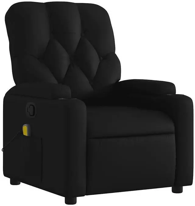 Alt view image 3 of 7 - vidaXL Massage Recliner Chair Reclining Armchair for Elderly Black Faux Leather